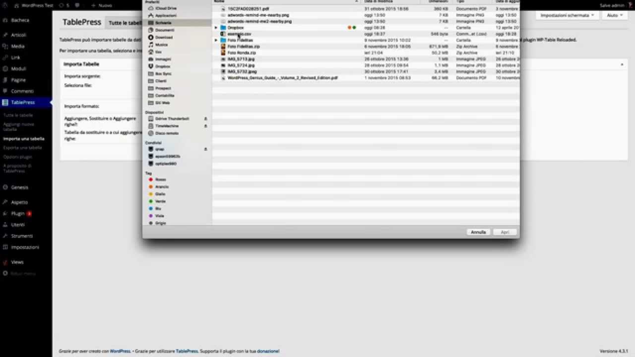 Creare tabelle su WordPress con TablePress