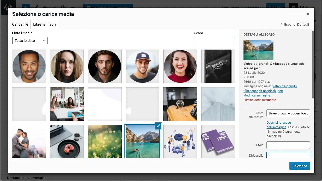 Esempio creazione articolo con Gutenberg