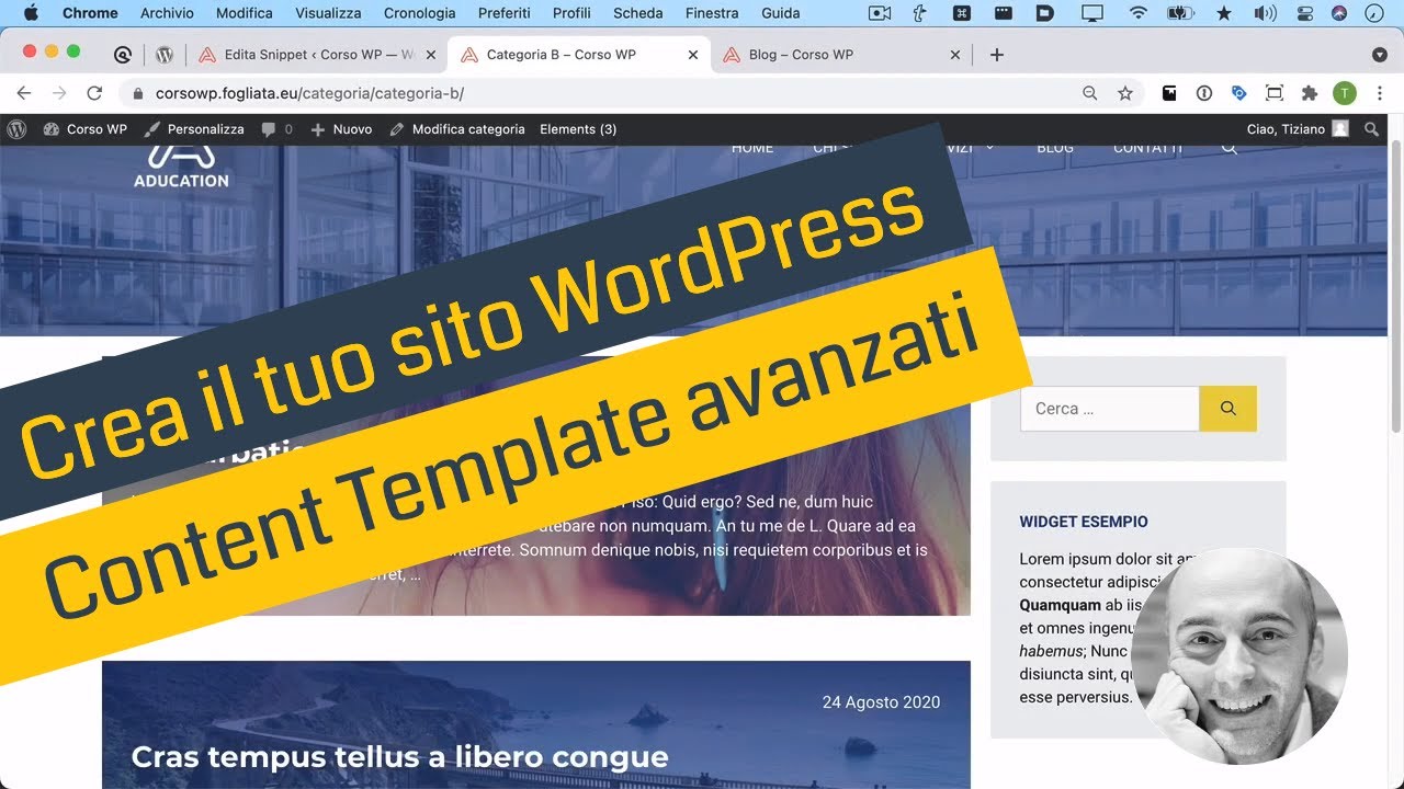 Crea il tuo sito WordPress - Content template avanzato con GeneratePress