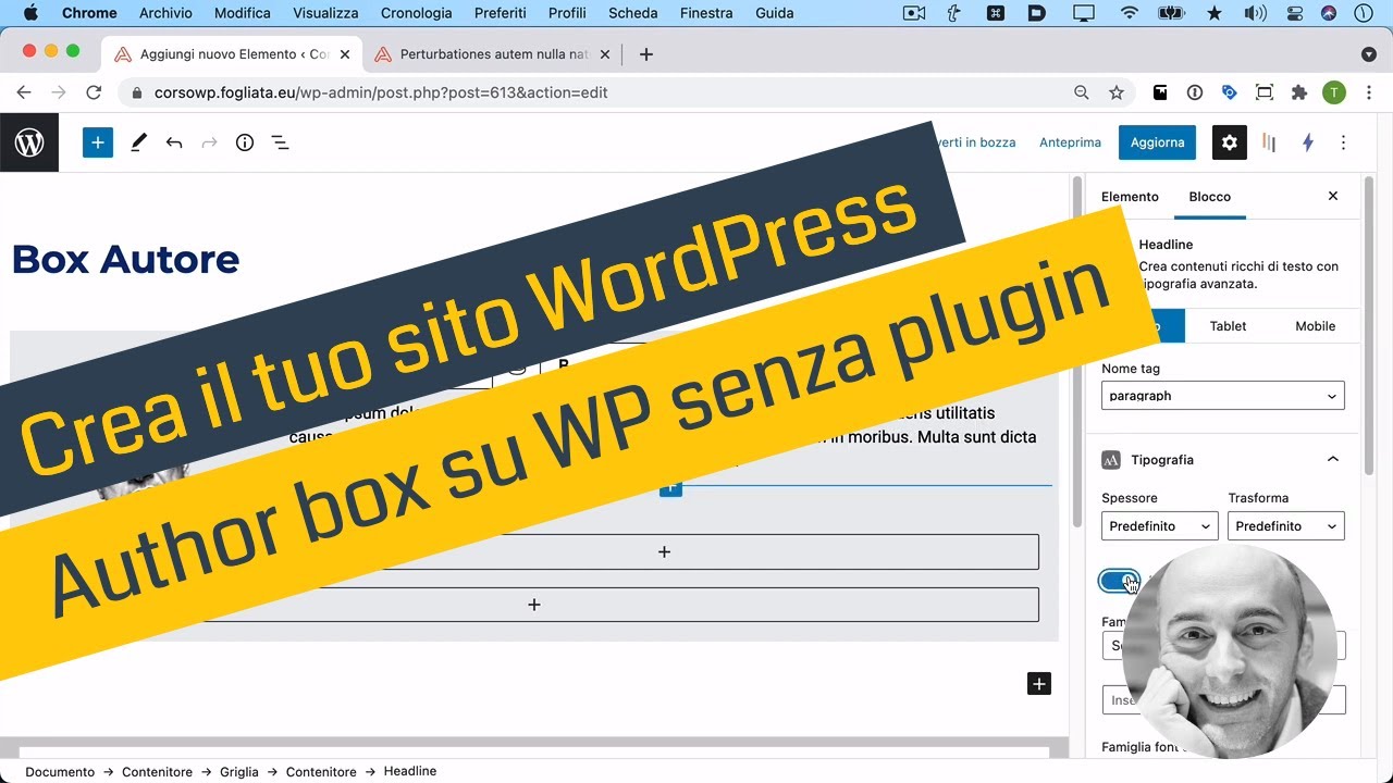 Box autore per gli articoli senza usare plugin con il tema GeneratePress