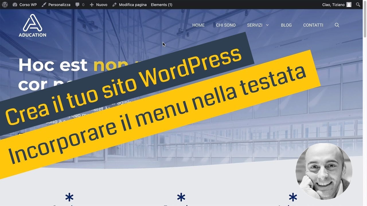 Crea il tuo sito WordPress - Incorporare il menu nella testata