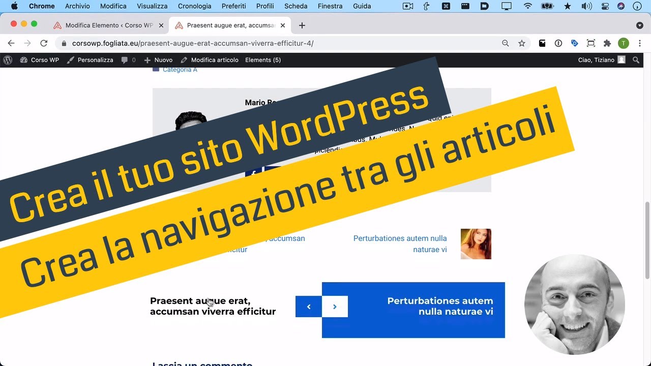 Crea il tuo sito WordPress - Blocco navigazione articoli su GeneratePress