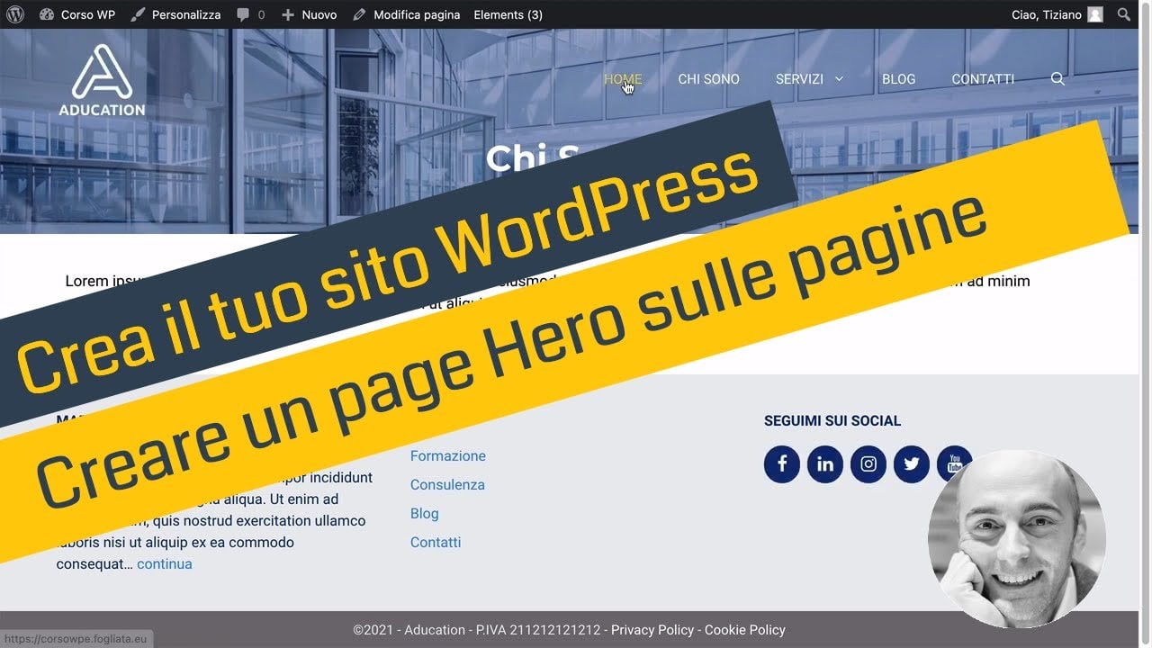 Creare un Page Hero con il tema GeneratePress su WordPress