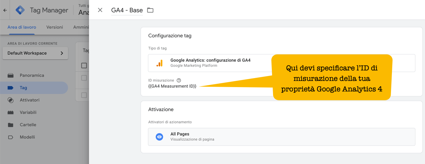 Configurazione GA4 su Google Tag Manager
