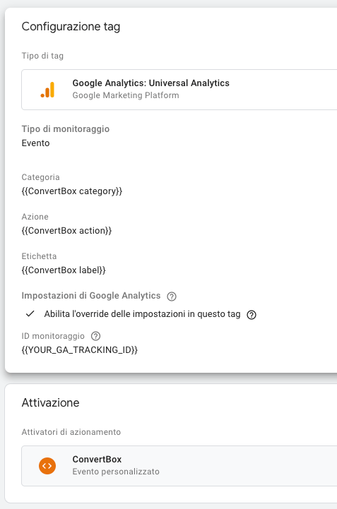 Tracciamento ConvertBox con Google Tag Manager