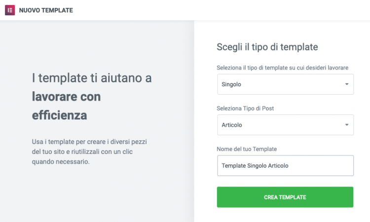 Creare il template di un singolo articolo con Elementor Theme Builder