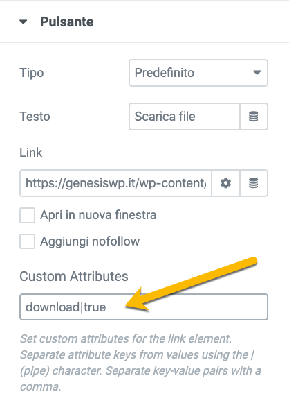 Attributo download sui link