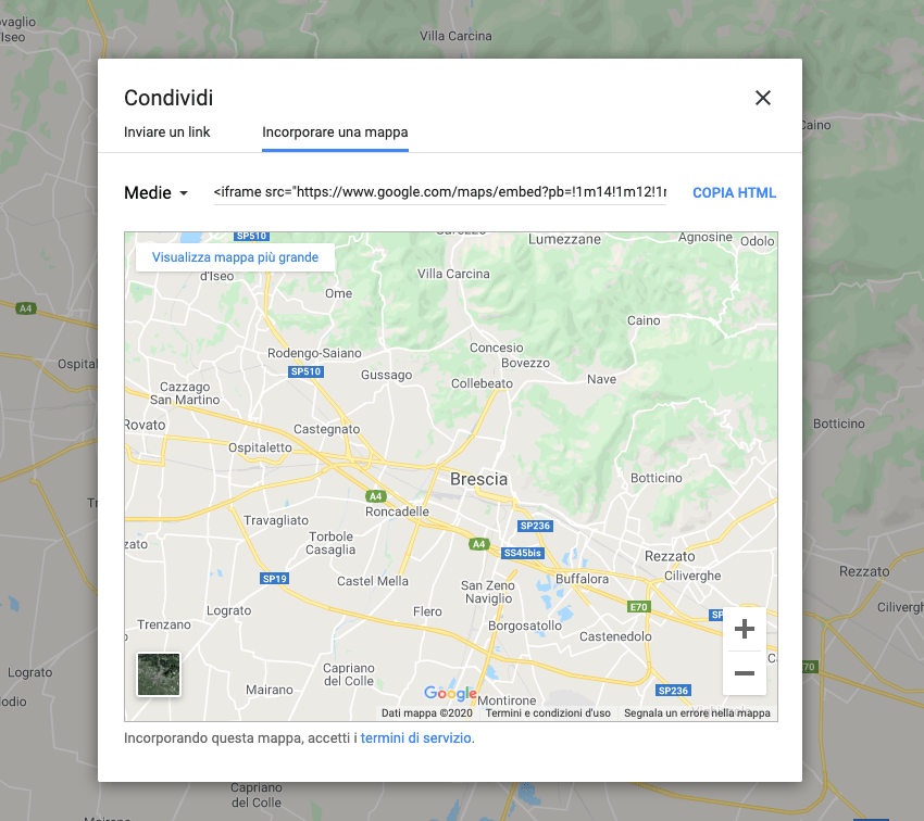 Incorporare una mappa Google Maps sul sito