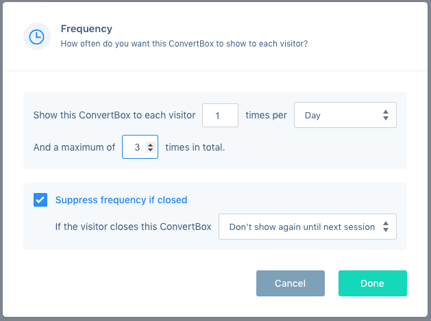 Frequenza di visualizzazione di un ConvertBox