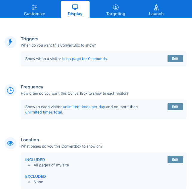 Attivatori frequenza e location per scegliere dove far apparire gli opt-in