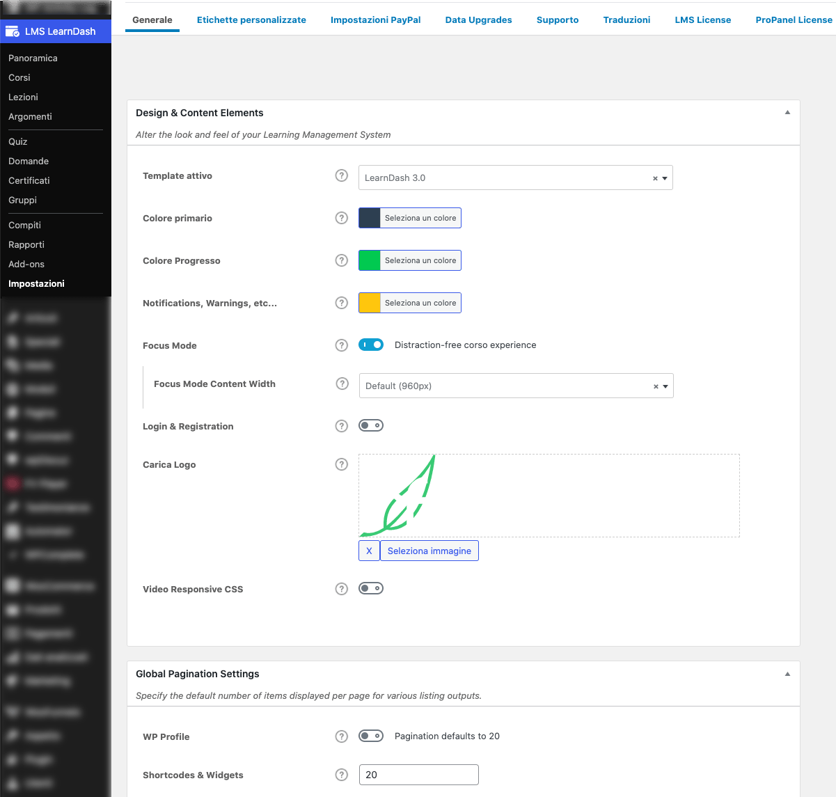 LearnDash Impostazioni Generali