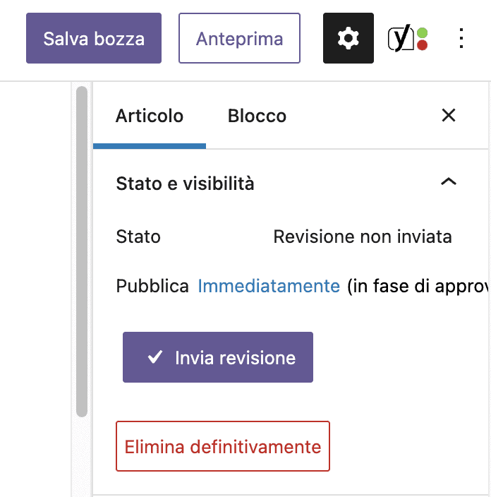 Invia una nuova revisione di un articolo o di una pagina