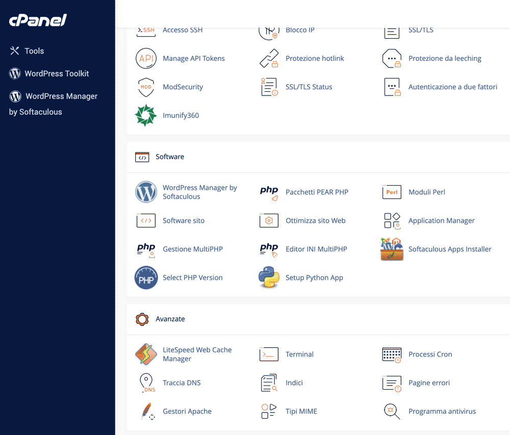 Pannello di controllo cPanel