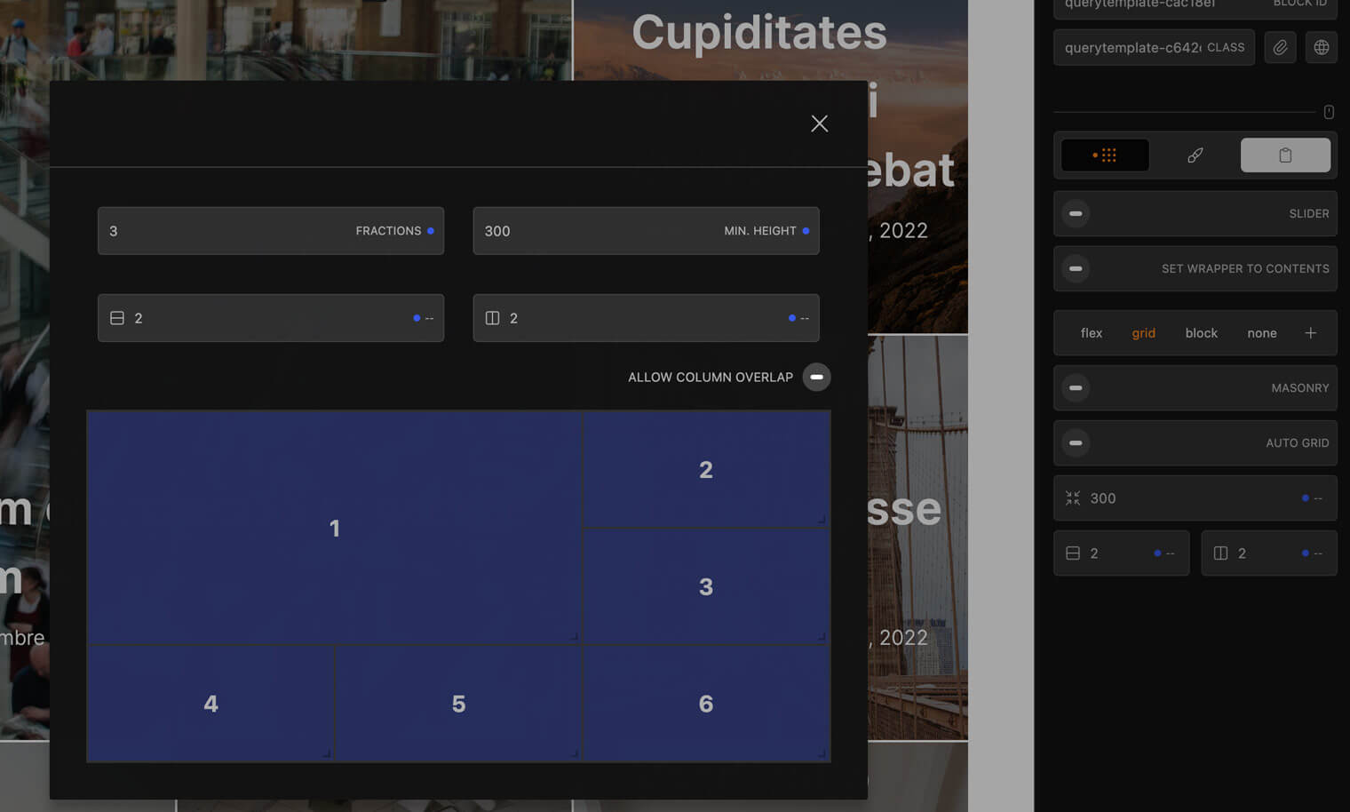 Layout con CSS Grid col page builder Cwicly