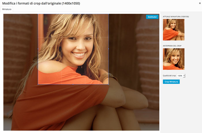 Crop delle immagini su WordPress con YoImages